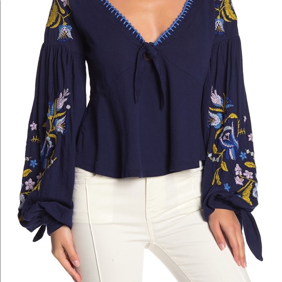 Free People Tops - ⬇️ $98 Free People Kara Embroidered Top in Navy